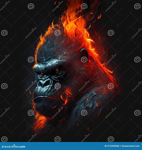 Flaming Gorilla Generative Ai Stock Illustration Illustration Of