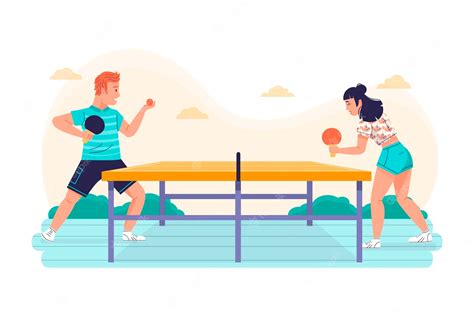 Free Vector People Playing Table Tennis Illustration