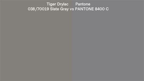 Tiger Drylac 038 70019 Slate Gray Vs Pantone 8400 C Side By Side Comparison