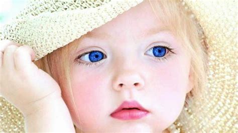Closeup Photo Of Cute Blue Eyes Baby Girl Wearing White Cap Hd Cute