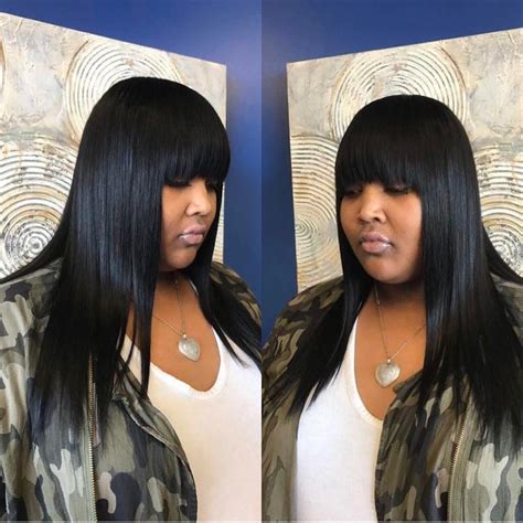 25 Quick Weave Hairstyles With Bangs Hairstyle Catalog