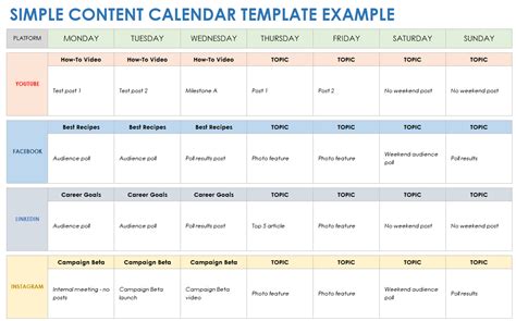 Free Content Calendar Templates And Examples Smartsheet