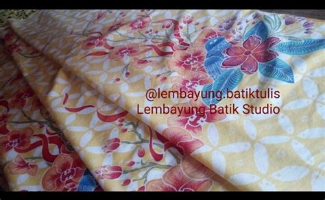 Handwriting batik Indonesia vanda orchid with yellow kawung