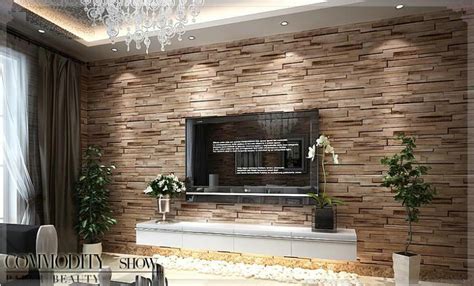 2015 3d Luxury Wood Blocks Effect Brown Stone Brick 10m
