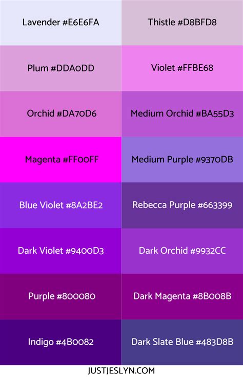 √ Hex Codes Purple