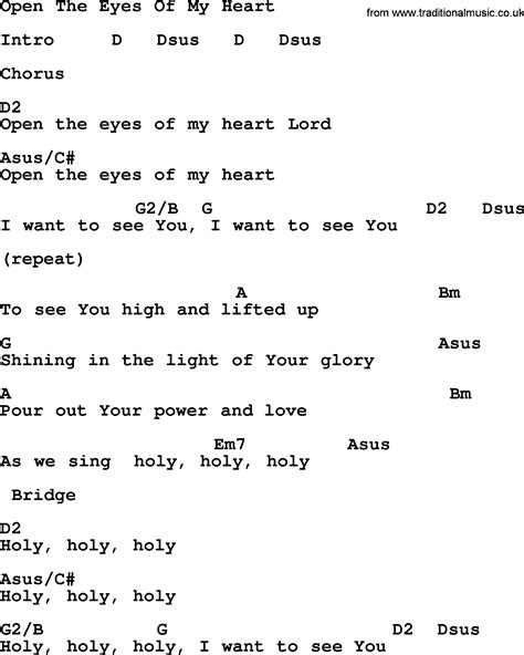 Ascension Hymn Open The Eyes Of My Heart Lyrics Chords And Pdf
