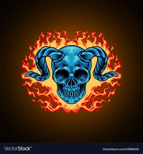 Devil Skull Head On Fire Royalty Free Vector Image