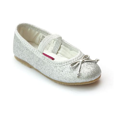 Lamour Shoes Girls Glitter Silver Classic Ballet Flats With Bow