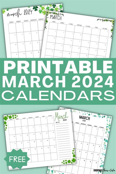 Free Printable March 2024 Calendars