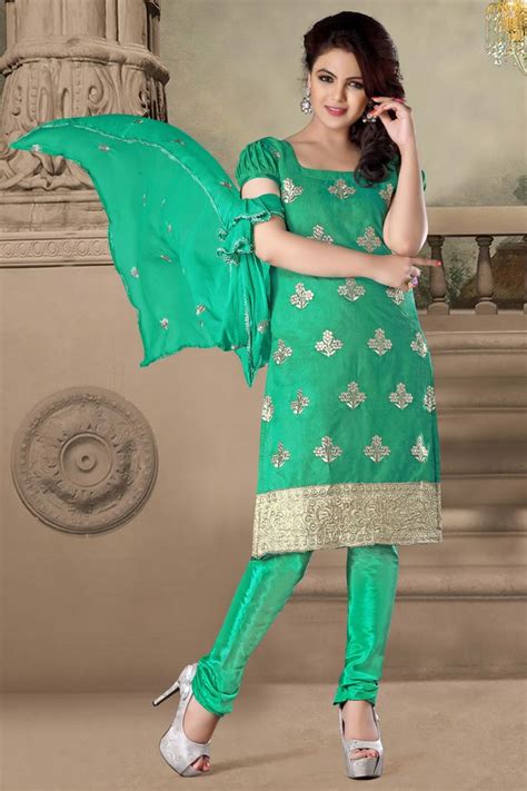 Green Indian Salwar Kameez Online From Easysarees Indian Salwar Kameez Churidar Suits Cotton