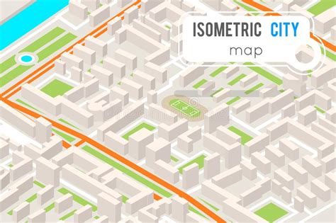 Isometric City Vector Color Illustration Map Stock Illustrations