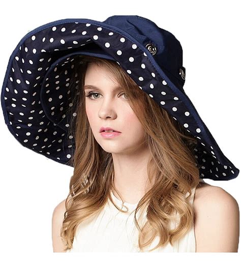 Womens Summer Wide Brim Sun Hats Floppy Foldable Beach Bucket Hat Upf