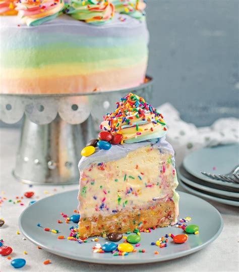 Youll Want To Dive Headfirst Into This Rainbow Funfetti Ice Cream Cake