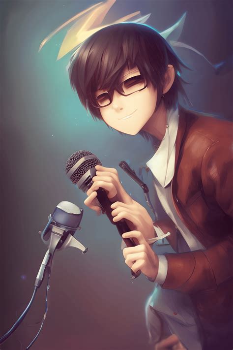 3d Musician Anime Man Singing With Microphone · Creative Fabrica
