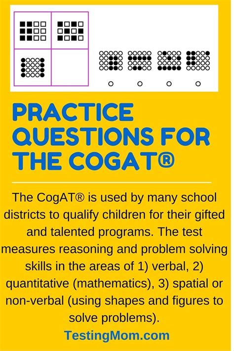 Click here to find every free printable sat test with answers available. Free Practice Questions for CogAT® Test. Can your child ...