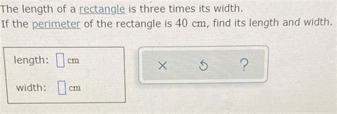 The Length Of A Rectangle Is Three Times Its Width Cameramath