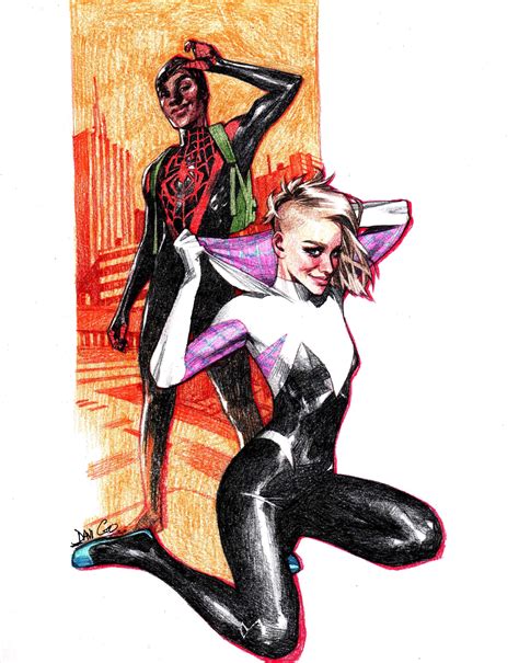 Artstation Miles Morales Gwen Stacy