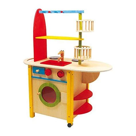 Kinderküche aus Holz mit ausklappbarer Theke Spielspaß auf ...
