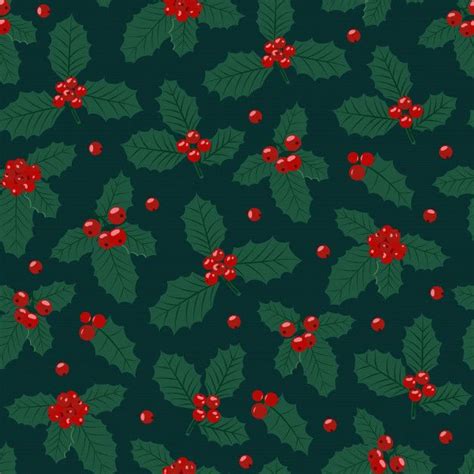 Premium Vector Christmas Seamless Pattern With Holly Berries