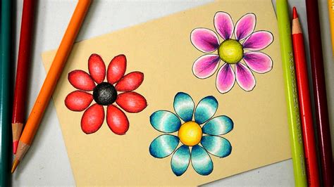 3 Ways To Color A Basic Flower With Prismacolor Colored Pencils Youtube