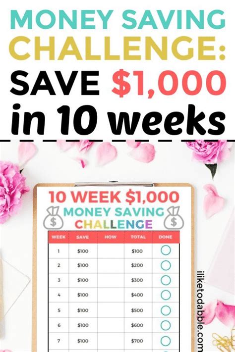 1000 Savings Challenge Printable