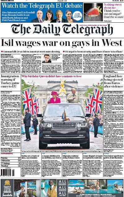 The Daily Telegraph Uk Front Page For June Paperboy Online
