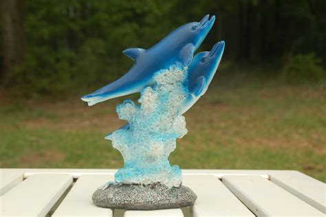 Vintage Resin Dolphin Figurine Home Decor Collectible Etsy