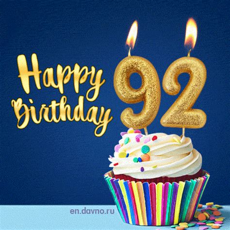 Happy Birthday 92 Years Old Animated Card
