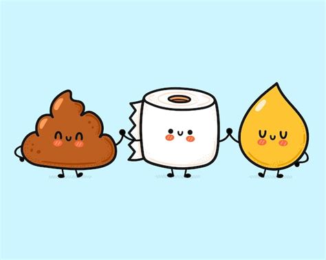 Premium Vector Cute Smiling Happy Funny Poop And Toilet Paper Roll