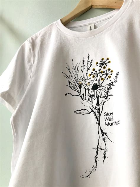 Wild Flower T Shirt Women S Loose Fit Tee White T Shirt Etsy