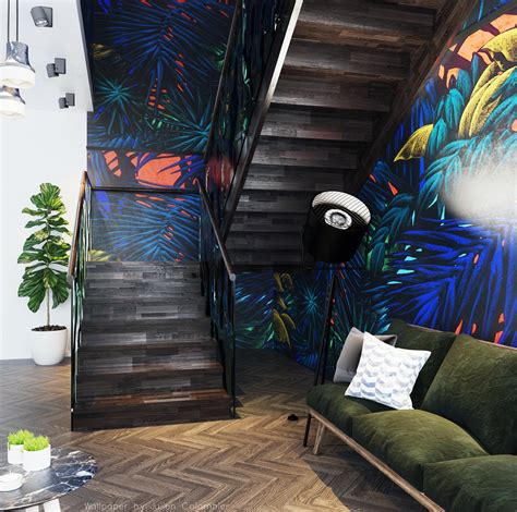 Get inspiration for stairs, balustrades, handrails and more. Stair showcase-wallpaper design by Julien Colombier on Behance