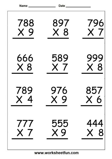 Printable Grade 5 Multiplication Worksheets Printable Multiplication