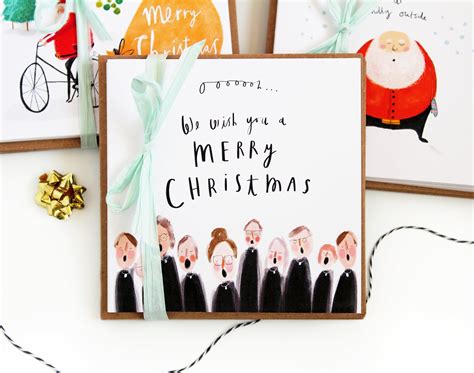 Pack Of 6 Carol Singers Christmas Cards Quirky Illustrated Christmas