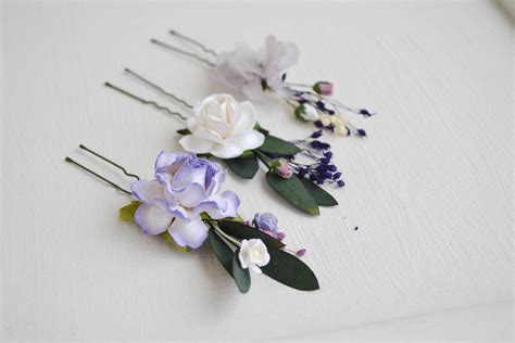 Flower Hair Pins Purple Hair Pins Lavender Hair Pins Etsy