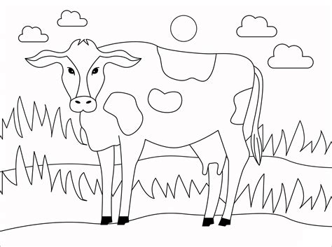 Cow Animal Simple Coloring Pages Coloring Cool