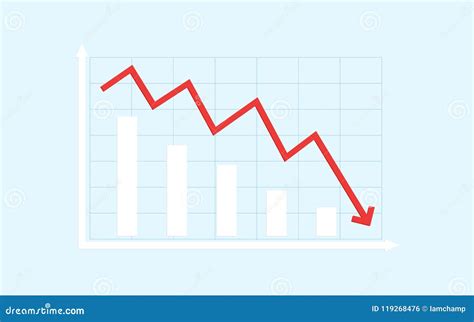 Abstract Financial Bar Chart With Red Downtrend Line Arrow Graph On