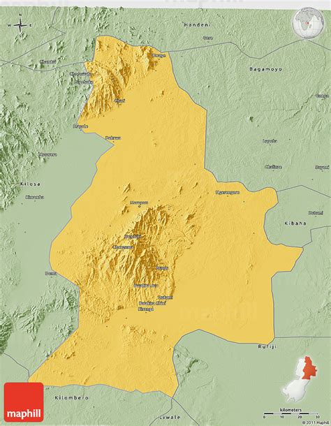 Savanna Style 3d Map Of Morogoro
