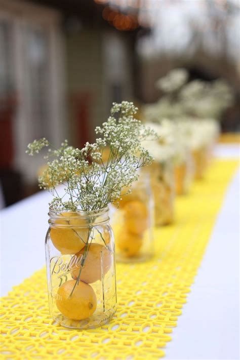 Diy Fruits And Flowers Wedding Centerpiece Ideas Lemon Themed Bridal
