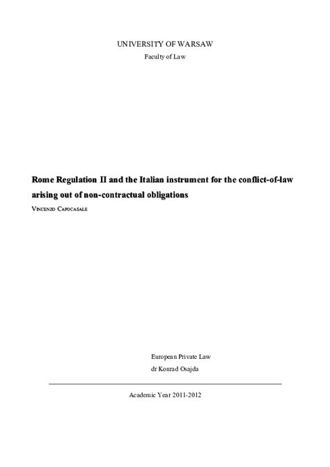 The passive subject is the debtor. (PDF) Rome Regulation II and the Italian instrument for ...
