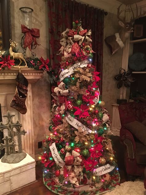 A Cozy Merry Christmas Tree With Burlap Red Green And Gold I Decorated