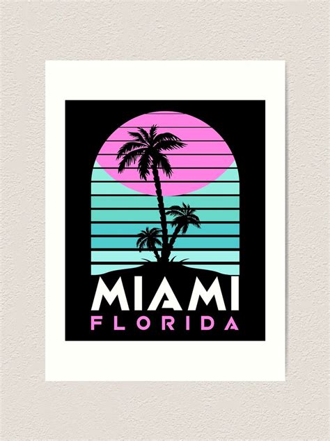 Miami Vaporwave Vintage Sunset 80s Beach Art Print For Sale By