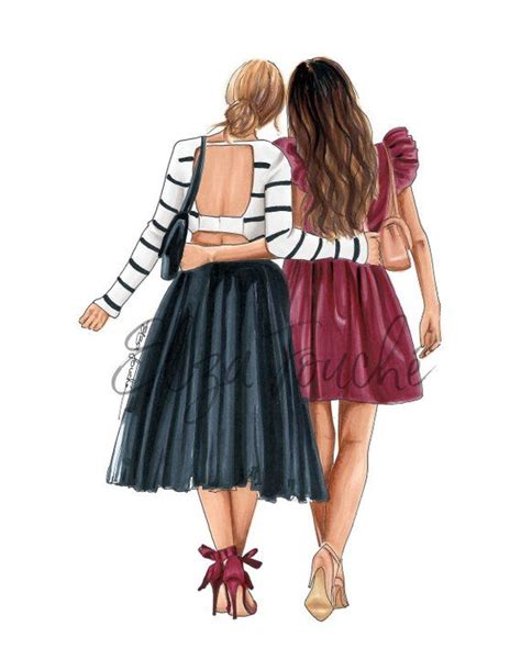 Dressed Up Friends Best Friend Print Bff Illustration Etsy Australia