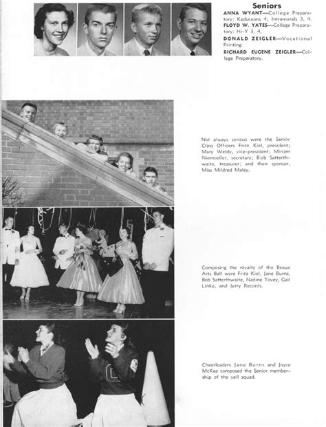Columbus High School Chs 1956 Yearbook Log Seniors Columbus Indiana