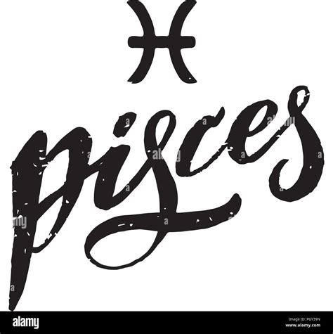 Pisces Lettering Calligraphy Brush Text Horoscope Zodiac Sign Illustration Stock Vector Image