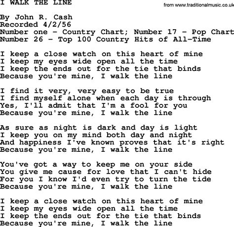 Johnny Cash Song I Walk The Line Lyrics