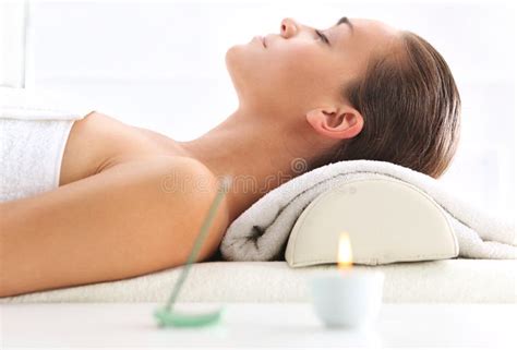 Attractive Brunette Woman In Spa Salon Stock Image Image Of Leisure