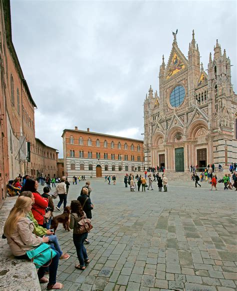 Piazza Del Duomo And Siena Cathedral Siena Tuscany Italia Italy A