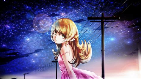 Anime Girl Night Sky Wallpapers Wallpaper Cave