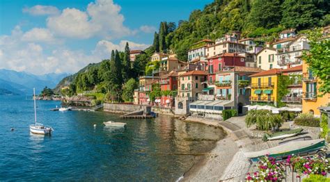 Beautiful Varenna Waterfront On A Sunny Summer Afternoon Lake Como