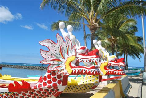 Dragon Boats Waikiki Beach Hawaii Stock Photo Download Image Now